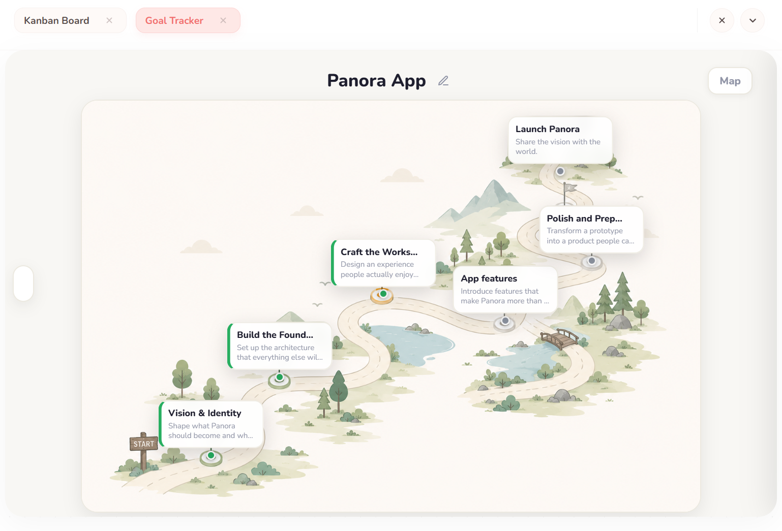 Panora Goal Tracker Map Canvas View