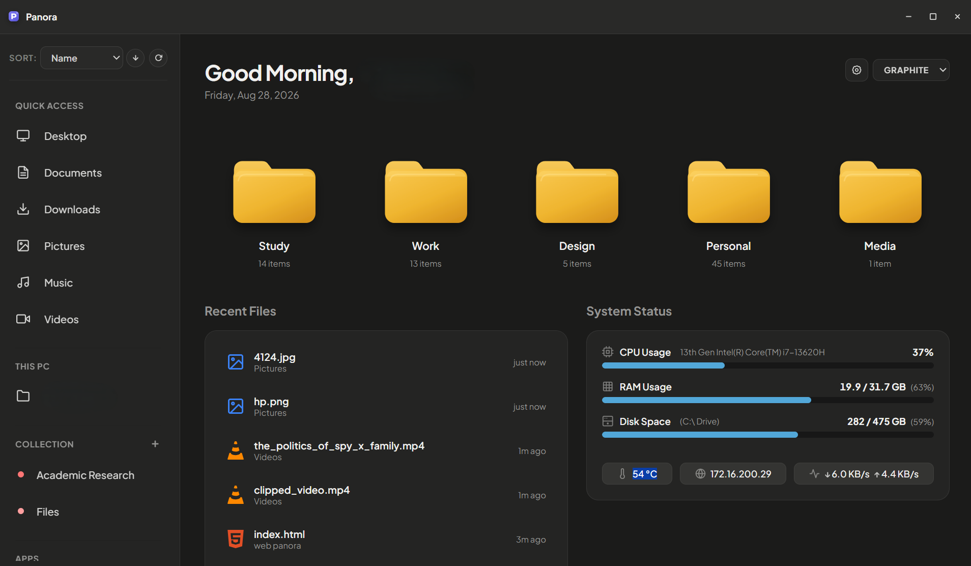 Graphite theme preview